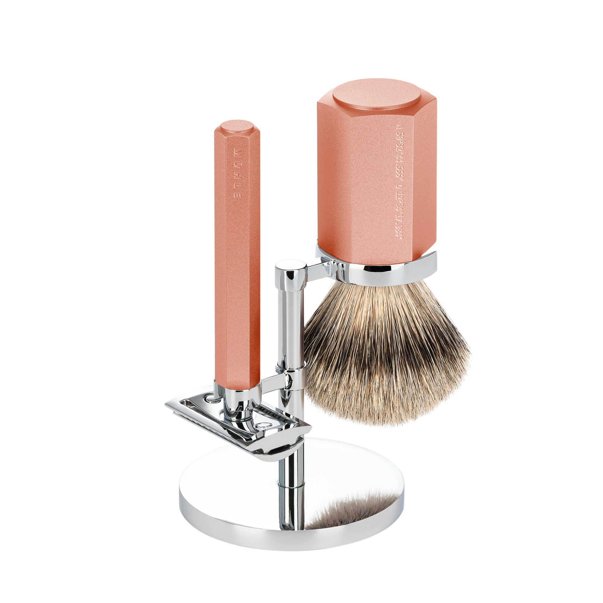 MÜHLE HEXAGON 3 Pc. Shaving Set, Silvertip Badger Brush & Safety Razor, Sunrise